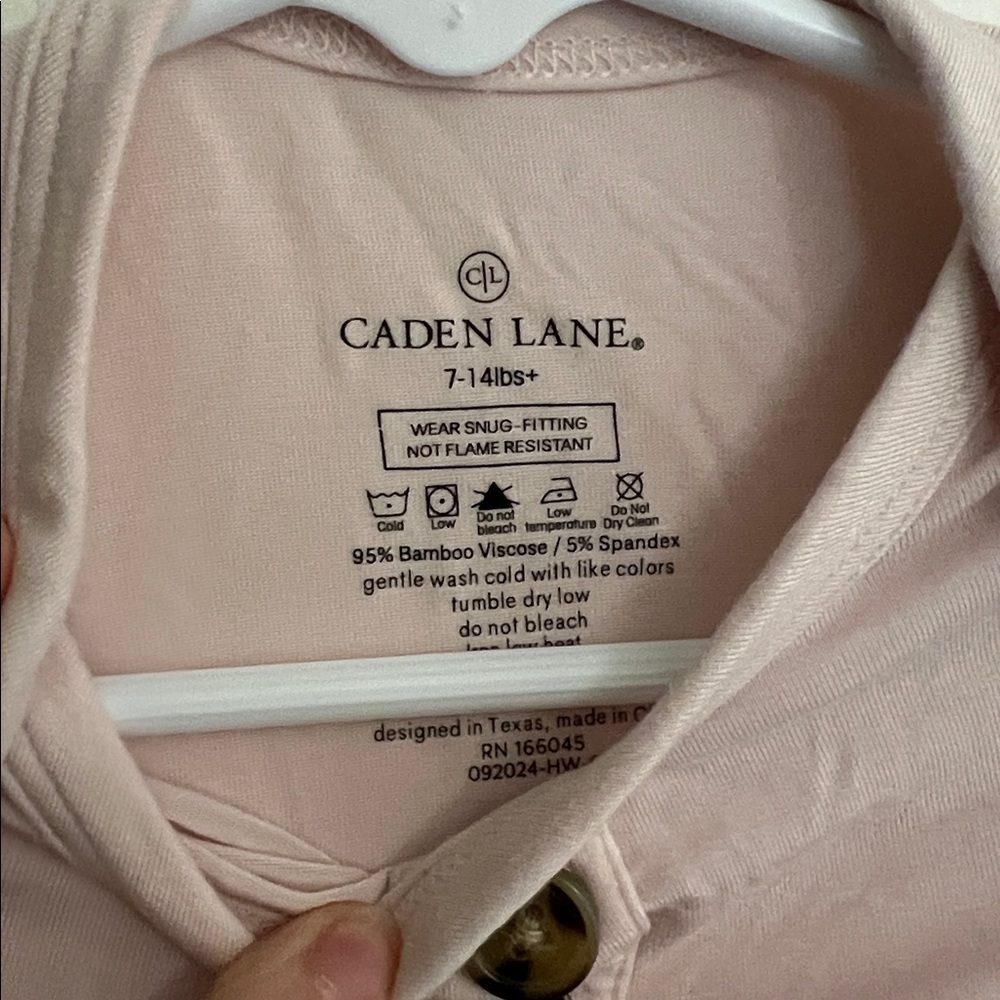 Caden Lane Soft Pink Baby Gown with Button Accent - Picture 2 of 2